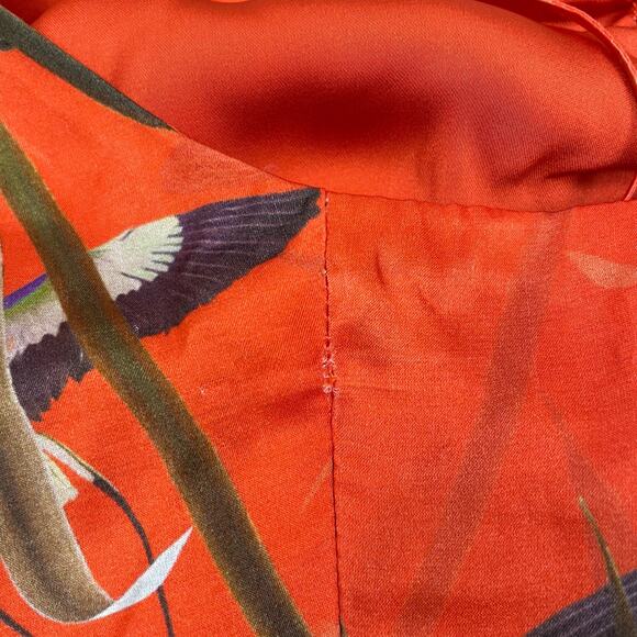 All Saints Top Womens 2 Orange Alexia Dorada Silk Blend Cami Flame Orange Floral - Picture 16 of 16